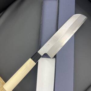 ★送料込★新品★堺正孝白鋼鎌型薄刃包丁210mm7寸PC柄右片刃和包丁 本霞研仕上 