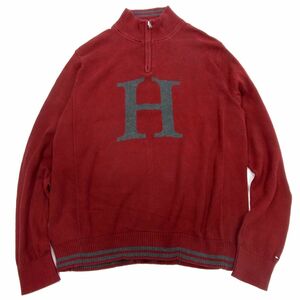 ■TOMMY HILFIGER ハーフジッププルオーバーニット セーター ビッグH トミーヒルフィガー メンズ 1円スタート