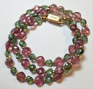 アンブローズ Ambrose K18 750 天然トルマリン ネックレス tourmaline necklace jewelry 保証書付 ハート 約12g 天然石