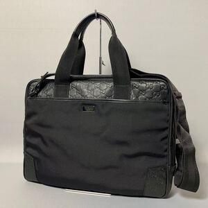 69B162｜美品｜グッチ GGシマ 2WAY ビジネスバッグ ブラック