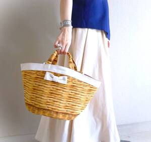 新品同様★intoxic.　トートバッグ　カゴ柄バッグ　marche fake basket milk　フェイクバスケット★イントキシック