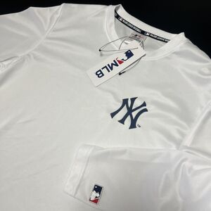 ●送料390円可能商品 ニューヨーク ヤンキース YANKEES MLB 新品 メンズ メジャーリーグ 長袖 Tシャツ 白[C5420MR-N0-L] 一 三 弐★QWER