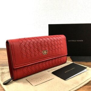 送料込み！ 極美品 BOTTEGAVENETA 長財布 蝶々 レッド 箱付き 305