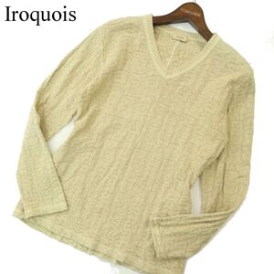 Iroquois イロコイ 通年 幾何学模様★ 総柄 Vネック コットン ニット セーター Sz.1　メンズ 日本製　A4T00427_1#F