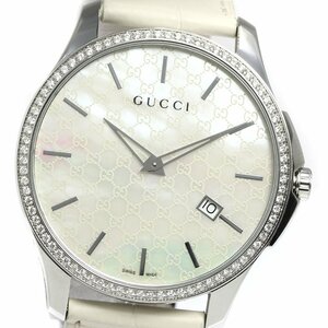 グッチ GUCCI 126.3/YA126306 Ｇタイムレス ダイヤベゼル デイト クォーツ メンズ 美品 _760022