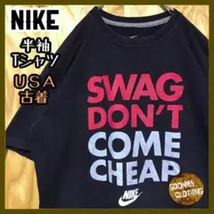 NIKE グラフィック Tシャツ ブラック USA古着 90s 半袖 メッセージ