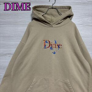 【希少デザイン】DIME ダイム　パーカー　XLサイズ　センター刺繍ロゴ　ビッグロゴ　人気　一点物　トレーナー　おしゃれ　高級　ゆったり