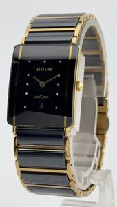 【ラドー　１円～】　「RADO」 　160.0281.3N ダイアスター　デイト　スクエア　腕時計　クォーツ　稼働　U13B786