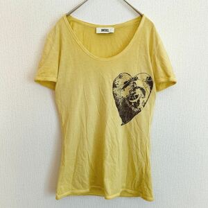 DIESEL ディーゼル Tシャツ 半袖 トップス 半袖Tシャツ カットソー Tシャツ プリントデザイン ボタニカル イエロー 黄色