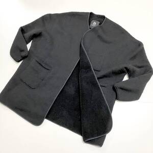 B Yohji Yamamoto パイル ボア ボタンレス パイピング コート ブラック 黒 1サイズ ヨウジヤマモト 羽織り ジャケット archive 4090083