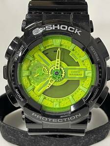 12886★1円スタート 不動品 G-SHOCK GA-110B-1A3JF ジーショック クオーツ グリーン文字盤 ブラックラバーベルト 腕時計