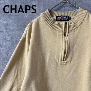 ラルフローレンCHAPS ハーフジップ ベージュイエロー 長袖 Mメンズ I3