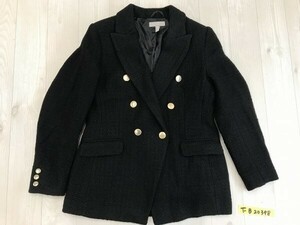 H&M エイチアンドエム レディース ダブルボタン 肩パッド ツイード調 ジャケット 8 黒