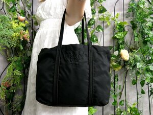 ●超美品●PRADA プラダ●刺繍ロゴ●ポコノ ナイロン●ハンド トート バッグ●黒●イタリア製●腕掛け●収納 かばん●Js47659