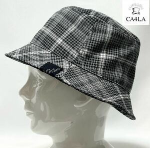 【新品】CA4LA日本製 HK CHECK STAND HAT ¥9,240 ウール混チェックバケット ジェンダーフリー サイズ調整可能