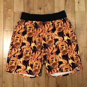 BAPE Flame スウェット ハーフパンツ Lサイズ a bathing ape sweat shorts pants エイプ ベイプ アベイシングエイプ fire ショーツ y7975