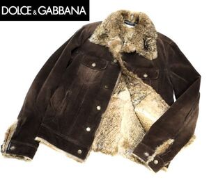 ★ 正規品 ARCHIVE DOLCH＆GABBANA 裏ラビットファー コーデュロイジャケット ドルチェ＆ガッバーナ ヴィンテージ ブルゾン ブラウン 46