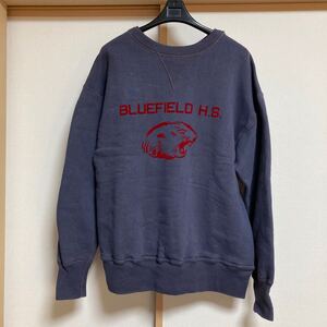 【美品】WAREHOUSE ウエアハウス 両Vスウェット 401 BLUEFIELD H.S. ネイビー サイズ40 