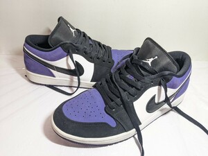 極美品 NIKE/ナイキ AIR JORDAN 1 LOW エアジョーダン1ロー WHITE/BLACK-COURT PURPLE 553558-125/28.5 