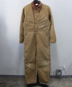 T997 2002年製ビンテージ carhartt カーハート ダック つなぎ■00s 表記40サイズ ブラウン BRN ワーク 中綿 オールインワン アメカジ 古着