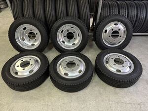 送料無料 205/70R16 DUNLOP 19年いすゞエルフ日産アトラス コンドル マツダタイタン TOPY TK16×5.5J 116.5-8TC 5穴　両面再塗装6本セット