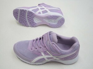 ★25%OFF~ asics アシックス レーザービーム RG-MG スピードモデル ゴム紐 1本ベルト【女子 ジュニア】Gスニーカー 紫白 22.0cm 2イ