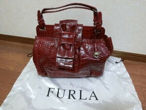 FURLA ハンドバッグ クロコ柄 ブラウン フルラ