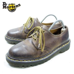 イングランド製　UK5　24.5cm相当　Dr.Martens　ドクターマーチン　4ホール　イエローステッチ　ブラウン　英国製/24.12.24/P2124