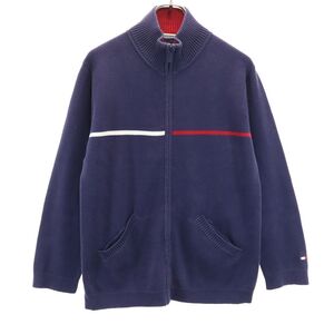 トミーヒルフィガー 90s オールド フラッグタグ ニット ジャケット XS ネイビー TOMMY HILFIGER メンズ