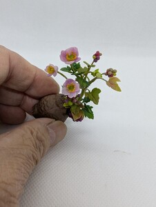 樹脂粘土手作り ミニチュア　秋明菊と野葡萄　 リカちゃん シルバニアhandmade clayflower mini dollhouse handicraft