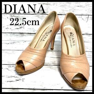 1円 DIANA ダイアナ レザー パンプス サンダル オープントゥ ピンク 22.5cm レディース 春夏