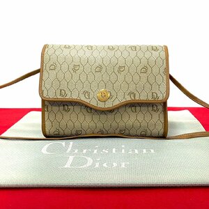 極 美品 Christian Dior ディオール ヴィンテージ ハニカム 総柄 ロゴ金具 レザー ミニ ショルダーバッグ ベージュ 31902