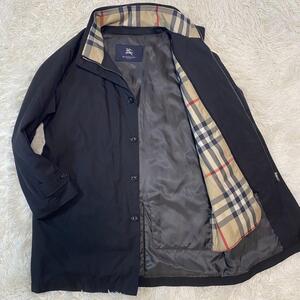 【極美品/希少XL!!】 バーバリーロンドン 長袖ダウンライナー付き ステンカラーコート BURBERRY LONDON ジャケット アウター メガノバ 黒