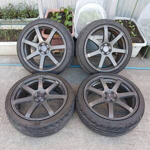 エンケイ 社外ホイール４本セット 18×7 1/2J PCD100 225/40R18 2024年製 アクセレラ 651 sportタイヤ GR 86 BRZ 装着！