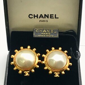 1円 美品 CHANEL シャネル ココマーク パール ヴィンテージ イヤリング ゴールド a3809