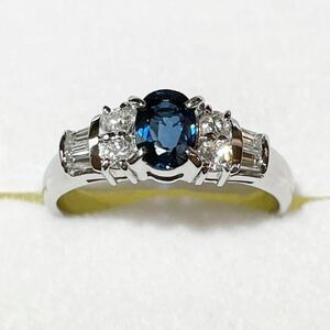 ☆Pt900 サファイア0.79ct&ダイヤ付きリング☆