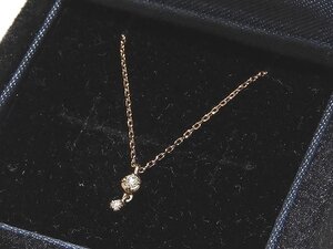 美品 ete エテ K10PG × ダイヤモンド 0.02ct ネックレス ☆ レディース ジュエリー チェーン ピンクゴールド ペンダント ▼ 6I