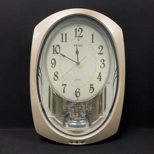 Y■ SEIKO セイコー メロディ時計 AM247P ピンク 電波時計 18曲 掛け時計 アナログ 3針 振り子 時計 壁掛け時計 動作品