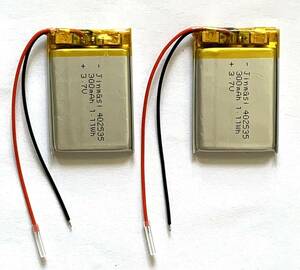 Jinmasi (2個入) 3.7V バッテリー 300mAh リチウムポリマー電池 リチウム充電式バッテリー 充電池 角形 40