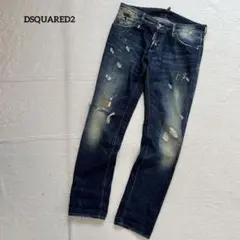 DSQUARED2 ダメージ ペンキ リペア加工 スキニーデニム 濃紺 46