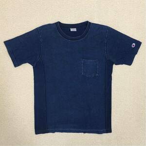 送料込 champion リバースウィーブ Tシャツ C3-H307 インディゴ 紺 9.4oz Lサイズ USED チャンピオン REVERSE WEAVE 半袖 アメカジ 古着