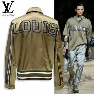 36 正規品 LOUIS VUITTON ルイ・ヴィトン 18AW HFB67EGXC パイソンレザー ロゴ サテン コーチジャケット ブルゾン 46 イタリア製