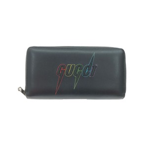 ▼▼ GUCCI グッチ ブレードロゴ 長財布 597677 ブラック やや傷や汚れあり