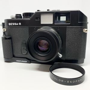 1円【動作美品】VOIGTLANDER BESSA-R グリップ付◆COLOR-SKOPAR 35mm F2.5 MC フォクトレンダー ベッサ カラースコパー フィルム カメラ 黒