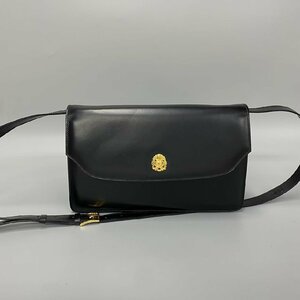 美品 希少品 CELINE セリーヌ ブラゾン トリオンフ ロゴ 金具 カーフ レザー 本革 ミニ ショルダーバッグ ポシェット ブラック 21646