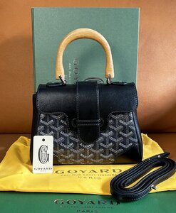 新品同様 ゴヤール GOYARD サイゴン ミニ 2way Saigon ハンド ショルダー バッグ レザー PVC レザー ウッド