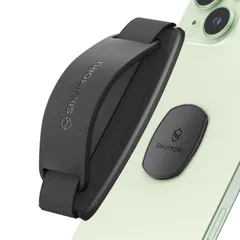 Sinjimoru 無線充電対応スマホストラップ、 いつどこでも動画視聴できるシリコンスマホスタンド付きのスマホ落下防止ハンドグリップ、取り外しできるiPhone androidスマホ、スマホケース対応バンド型のスマホリング。 Sinji Mount S-Gr