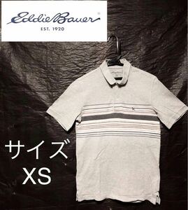 ■Eddie Bauer・エディーバウアー■半袖ポロシャツ■XSサイズ・グレー・着丈長い・好配色・アウトドア・ゴルフ