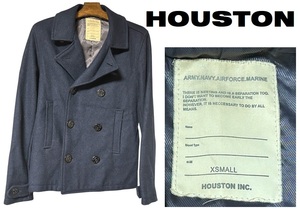 新品同然ヒューストンHOUSTON★Pコート★ARMY/NAVU/AIRFORCE/MARINE★ネイビー★XS