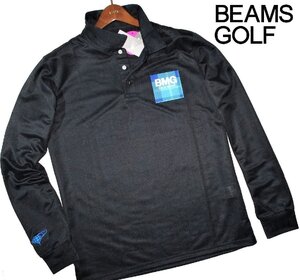 新品 M or L 定価1.87万▼ ビームス・ゴルフ BEAMS GOLF ▼ 日本製 吸水速乾 ポロシャツ 長袖シャツ 長袖ポロシャツ メンズ ブラック 黒